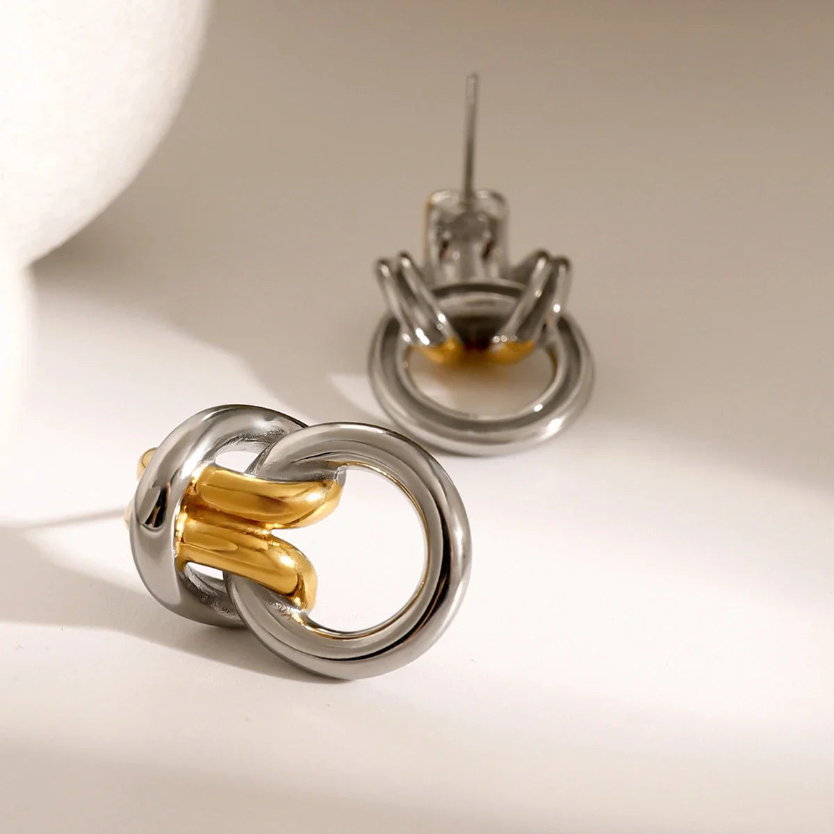 Two Tone Ring Knot Earrings