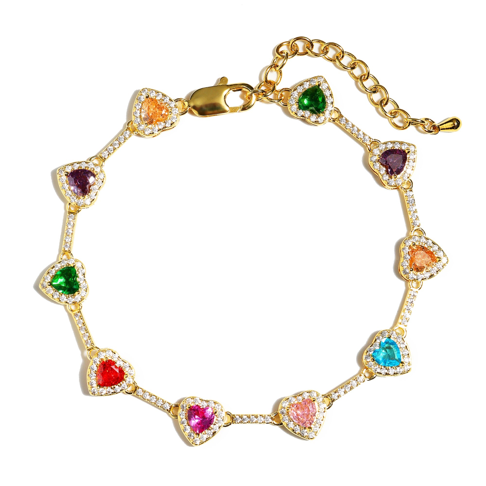 Heart Shaped Colorful Synthetic Decorated Necklace Set